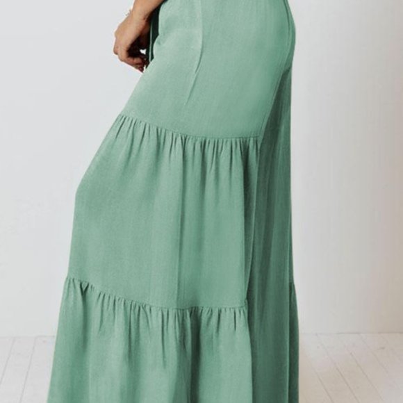 Tie Front Smocked Tiered Culottes - Picture 4 of 10